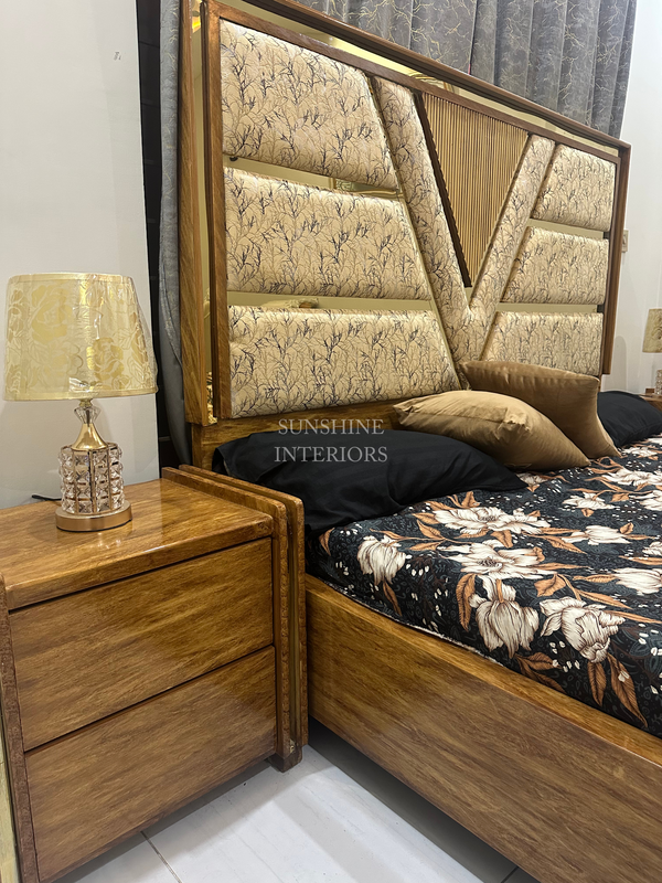 Luxurious King Size Custom made Wooden Bed with Side Tables