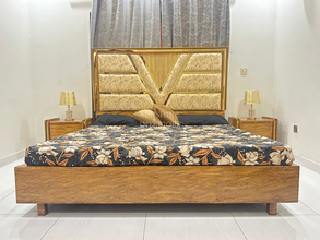 Luxurious King Size Custom made Wooden Bed with Side Tables