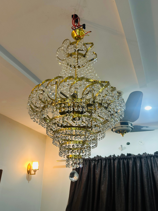 Luxury Golden Glass Chandelier with 7 Light Holders