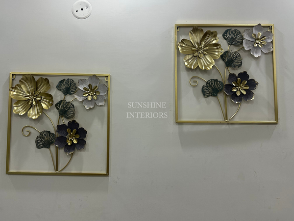 Square Shaped Floral Wall Hanging Decor Single Piece